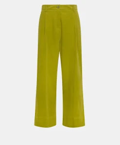 Online PANTALON GRECALE BIS EN VELOURS MILLERAIE STRETCH - VERT MATCHA Femme Pantalons