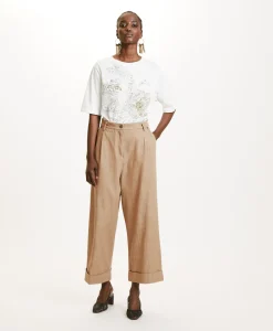 Sale PANTALON GRECALE EN DENIM COULEUR FERME - Femme Pantalons