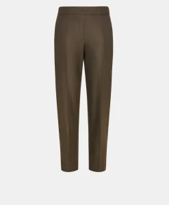 Clearance PANTALON HAITI EN CHEVRON VISCOSE LAINE STRETCH - BRUN FONCÉ Femme Pantalons