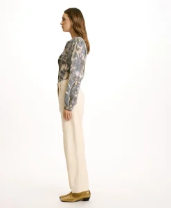 Outlet PANTALON JACQUES EN DENIM COTON LAINE STRETCH - CRÈME Femme Pantalons