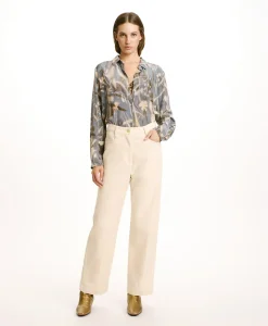 Outlet PANTALON JACQUES EN DENIM COTON LAINE STRETCH - CRÈME Femme Pantalons