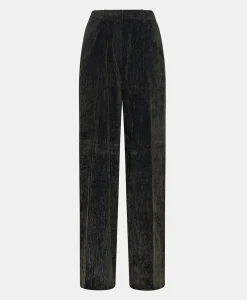 Discount PANTALON KYOTO EN VELOURS STRETCH BICOLORE - GRIS CHARBON Femme Pantalons
