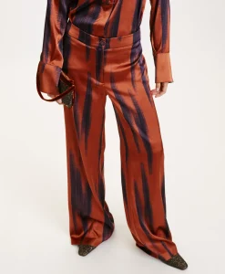 New PANTALON MISAKI EN SATIN STRETCH IMPRIMÉ - Femme Pantalons