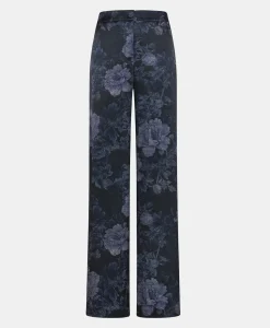 Discount PANTALON MISAKI EN SATIN STRETCH IMPRIMÉ - BLEU/BLEU NUIT Femme Pantalons