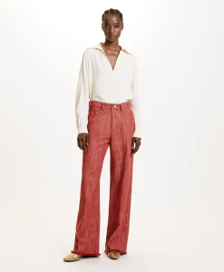 Discount PANTALON MIYAKO EN DENIM COULEUR FERME - Femme Pantalons