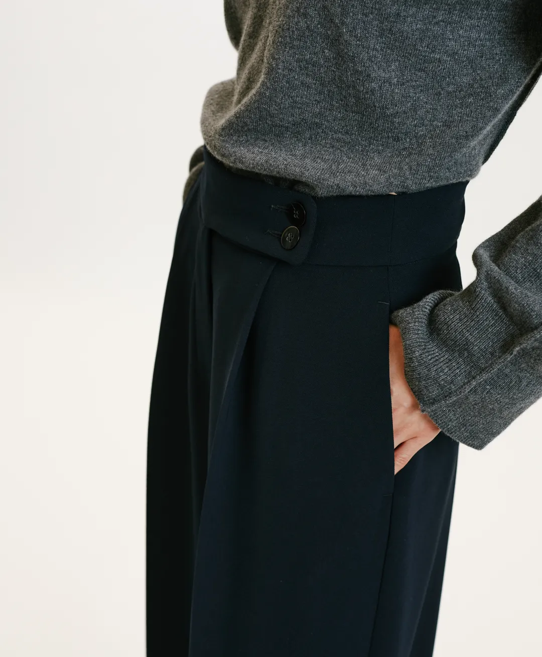 New PANTALON NOZOMI EN CADY STRETCH - BLEU NUIT Femme Pantalons