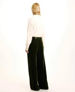 Best PANTALON PASCAL EN VELOURS MÉLANGE DE SOIE LISSE - VERT MATCHA Femme Costumes