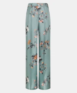 Sale PANTALON SANSEI EN SERGÉ DE SOIE IMPRIMÉ - BLEU CLAIR/TABAC Femme Pantalons