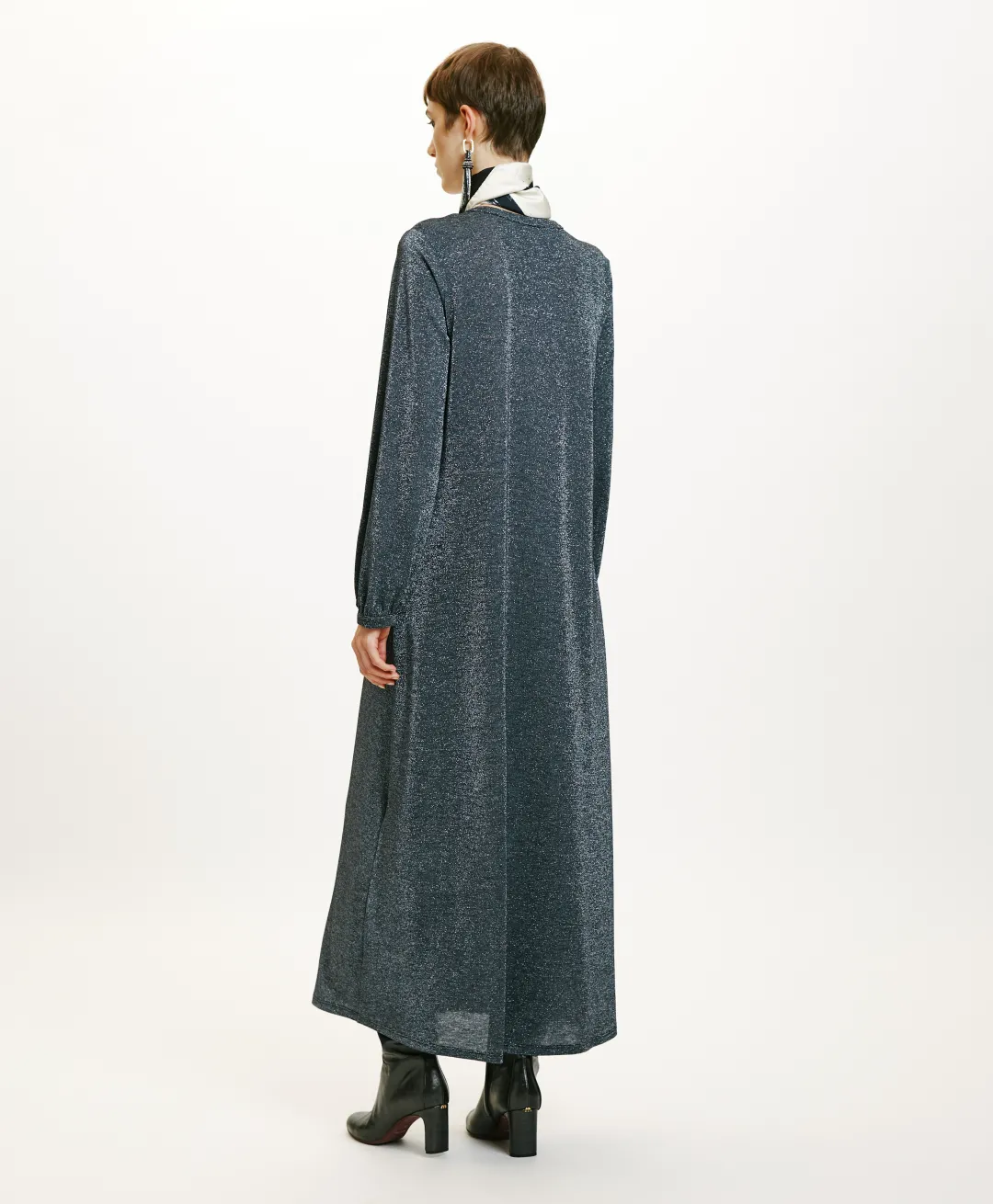 Discount ROBE AMEDE EN JERSEY LUREX - GRIS FONCÉ Femme Robes