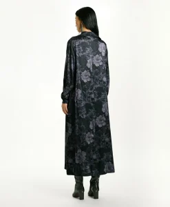 ROBE KIKYO EN SATIN STRETCH IMPRIMÉ - BLEU/BLEU NUIT Femme Robes