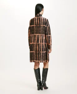 Hot ROBE KIRU EN CRÊPE DE CHINE IMPRIMÉ - NOIR ROSE Femme Robes