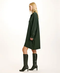 Outlet ROBE KITA EN ACÉTATE DE SOIE UNI - FORÊT Femme Robes