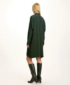 Outlet ROBE KITA EN ACÉTATE DE SOIE UNI - FORÊT Femme Robes