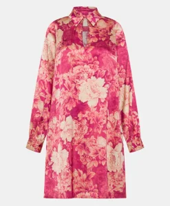 Discount ROBE MIYAGI EN SATIN STRETCH IMPRIMÉ - FUCHSIA/CRÈME Femme Robes