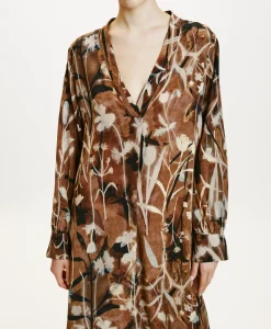 Sale ROBE NAO EN CRÊPE DE CHINE IMPRIMÉ - CACAO/CRÈME Femme Robes