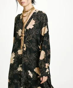 Online ROBE NAO EN CRÊPE DE CHINE IMPRIMÉ - NOIR/ROSE POUDRÉ Femme Robes