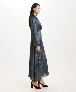 Hot ROBE NAORA EN VISCOSE JACQUARD IMPRIMÉE - MULTICOLORE GRIS POUSSIÉREUX Femme Robes