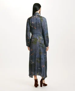 Hot ROBE NAORA EN VISCOSE JACQUARD IMPRIMÉE - MULTICOLORE GRIS POUSSIÉREUX Femme Robes