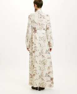 Sale ROBE SUITA EN CRÊPE DE CHINE IMPRIMÉ - CRÈME/TABAC Femme Robes