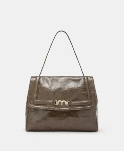 Discount SAC FLORE EN CUIR NAPLAK - BRUN FONCÉ Femme Sacs Et Pochettes