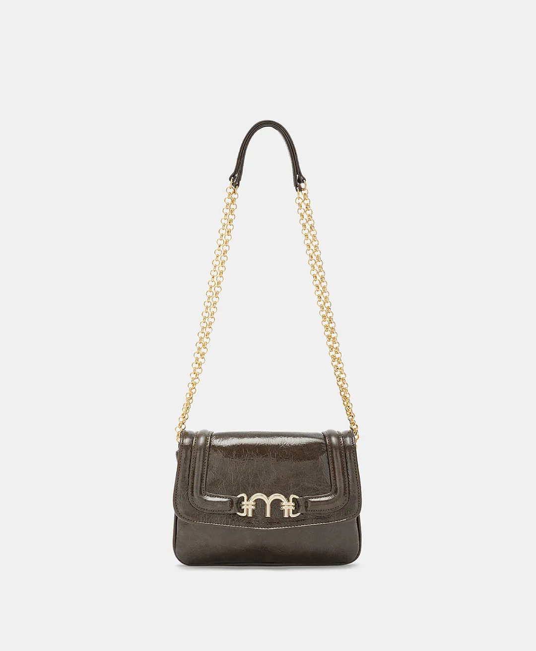 Clearance SAC MIMI' FLORE EN CUIR NAPLAK - BRUN FONCÉ Femme Sacs Et Pochettes