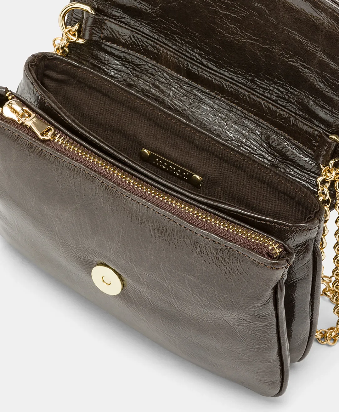 Clearance SAC MIMI' FLORE EN CUIR NAPLAK - BRUN FONCÉ Femme Sacs Et Pochettes