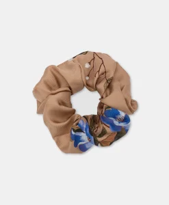 SCRUNCHIE EN SOIE IMPRIMÉ - TABAC/BLEUETTE Femme Accessoires Pour Cheveux