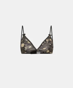 Hot SOUTIEN-GORGE AMETHIST EN NYLON IMPRIMÉ - NOIR/ROSE POUDRÉ Femme Soutiens-Gorge