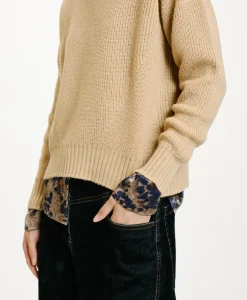 New TRICOT AKI À CÔTES EN LAINE MÉRINOS - CRÈME Femme Mailles