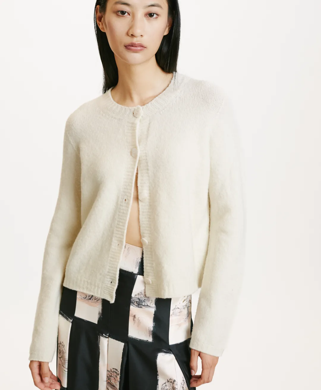 Outlet TRICOT DONBURI EFFET JERSEY UNI - CRÈME Femme Mailles