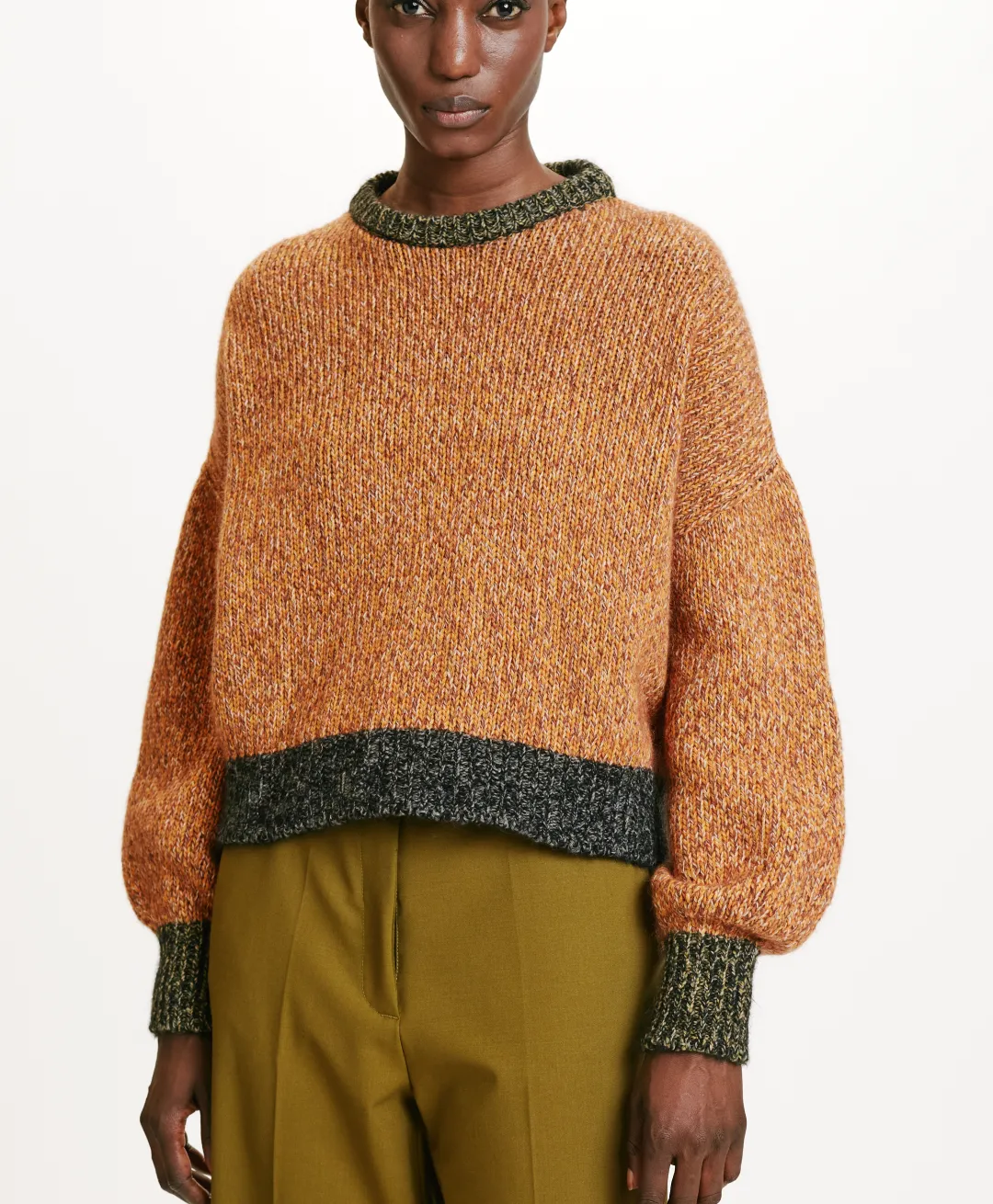 Discount TRICOT HEBI MOULINÉ COLOR BLOCK - MULTICOLORE ORANGE Femme Mailles