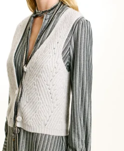 New TRICOT HIDARI POINT BRODERIE LUREX - Femme Mailles
