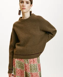 Outlet TRICOT KARASU POINT D’ÉPI STRETCH - VERT HERBE Femme Mailles
