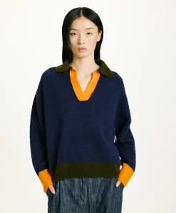New TRICOT NEBBIOLO EFFET JERSEY COLOR BLOCK - Femme Mailles
