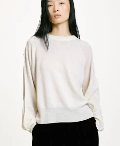 Clearance TRICOT ODINO EN LAINE MÉRINOS CACHEMIRE - CRÈME Femme Mailles