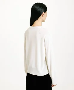 Clearance TRICOT ODINO EN LAINE MÉRINOS CACHEMIRE - CRÈME Femme Mailles