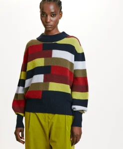 TRICOT TOHOKU À RAYURES MULTICOLORES - BLEU MULTICOLORE Femme Mailles