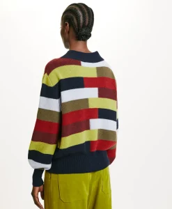 TRICOT TOHOKU À RAYURES MULTICOLORES - BLEU MULTICOLORE Femme Mailles