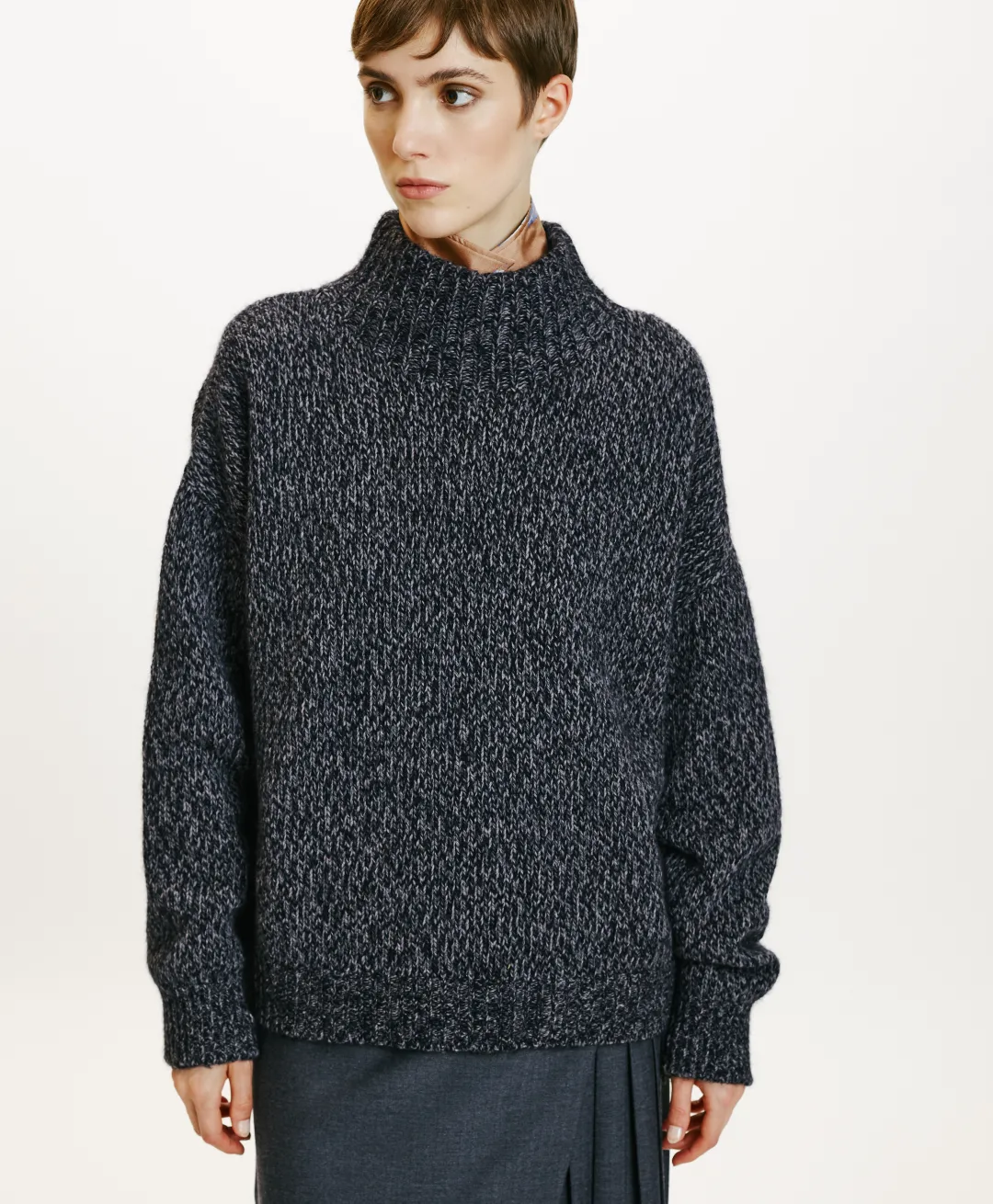 Hot TRICOT UMA MOULINÉ - GRIS CHARBON Femme Mailles