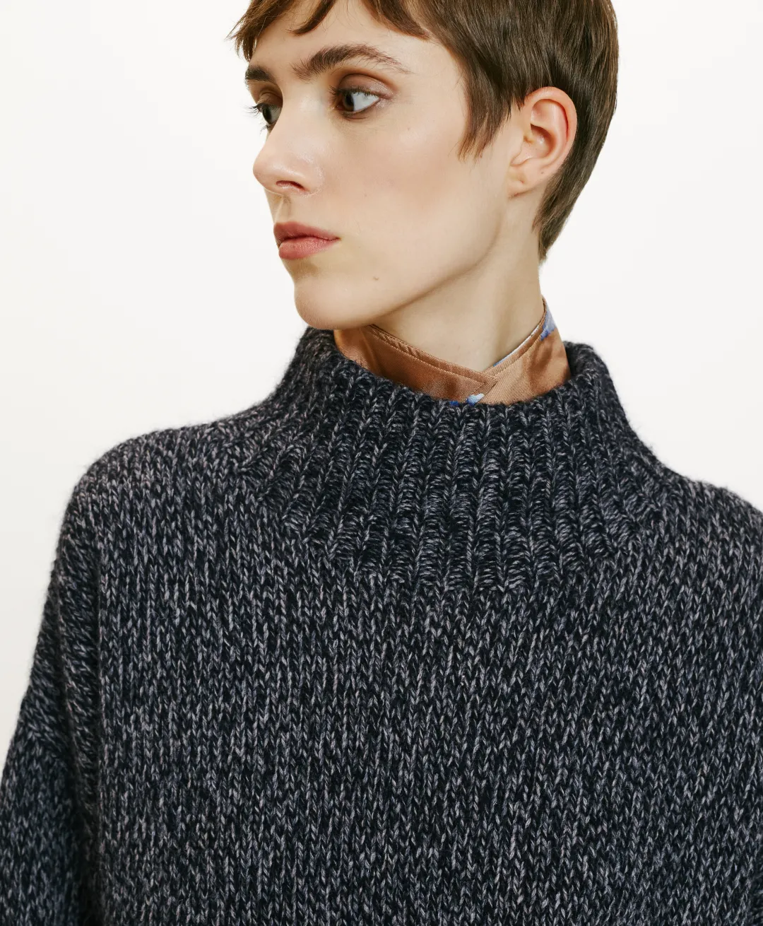 Hot TRICOT UMA MOULINÉ - GRIS CHARBON Femme Mailles