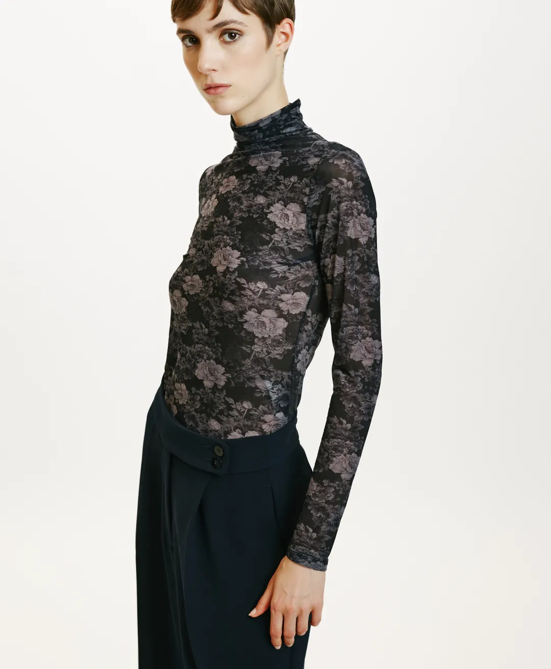 T-SHIRT INE EN NYLON IMPRIMÉ - BLEU/BLEU NUIT Femme Tops Et T-Shirts