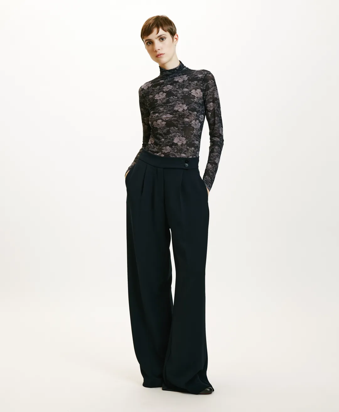 T-SHIRT INE EN NYLON IMPRIMÉ - BLEU/BLEU NUIT Femme Tops Et T-Shirts