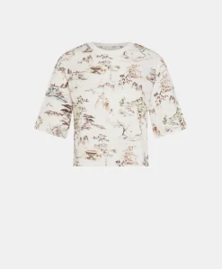 Hot T-SHIRT MARU EN JERSEY IMPRIMÉ ALLOVER - CRÈME/TABAC Femme Tops Et T-Shirts