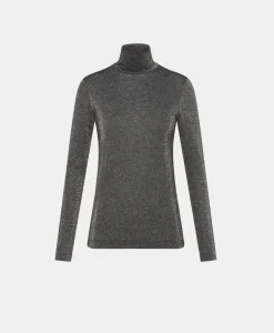 Online TSHIRT RODOLPHE EN JERSEY LUREX - GRIS FONCÉ Femme Tops Et T-Shirts