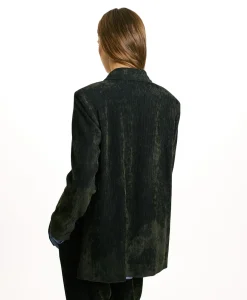 VESTE HINATA EN VELOURS STRETCH BICOLORE - GRIS CHARBON Femme Vestes