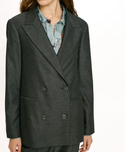 Online VESTE ROSEMARY EN CHEVRON VISCOSE LAINE STRETCH - GRIS CHARBON Femme Costumes
